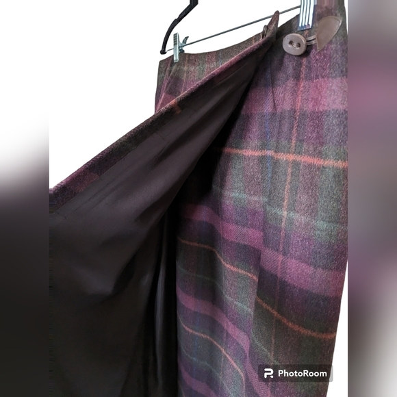 Talbots vintage plaid midi wrap skirt wool blend sz 14 - Picture 3 of 8